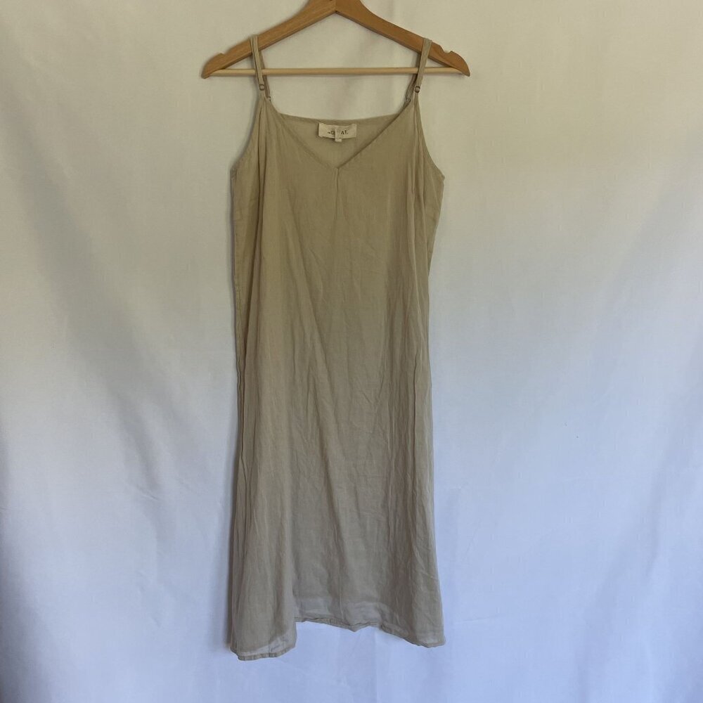 The Great. Tan Beige Sheer V-Neck Flowy Cotton Dress Size 2 Delicate Summer